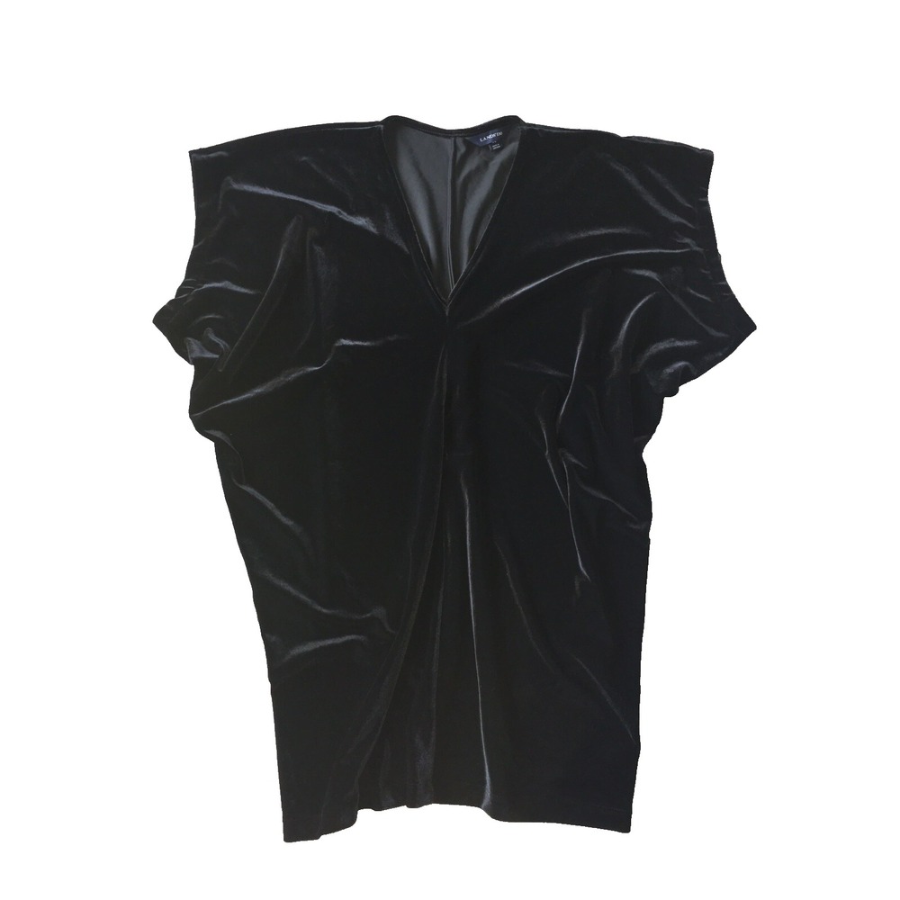Black Stretch Velvet Velour Lands End Tunic Top Women S 4 6 Witchy Whimsigoth